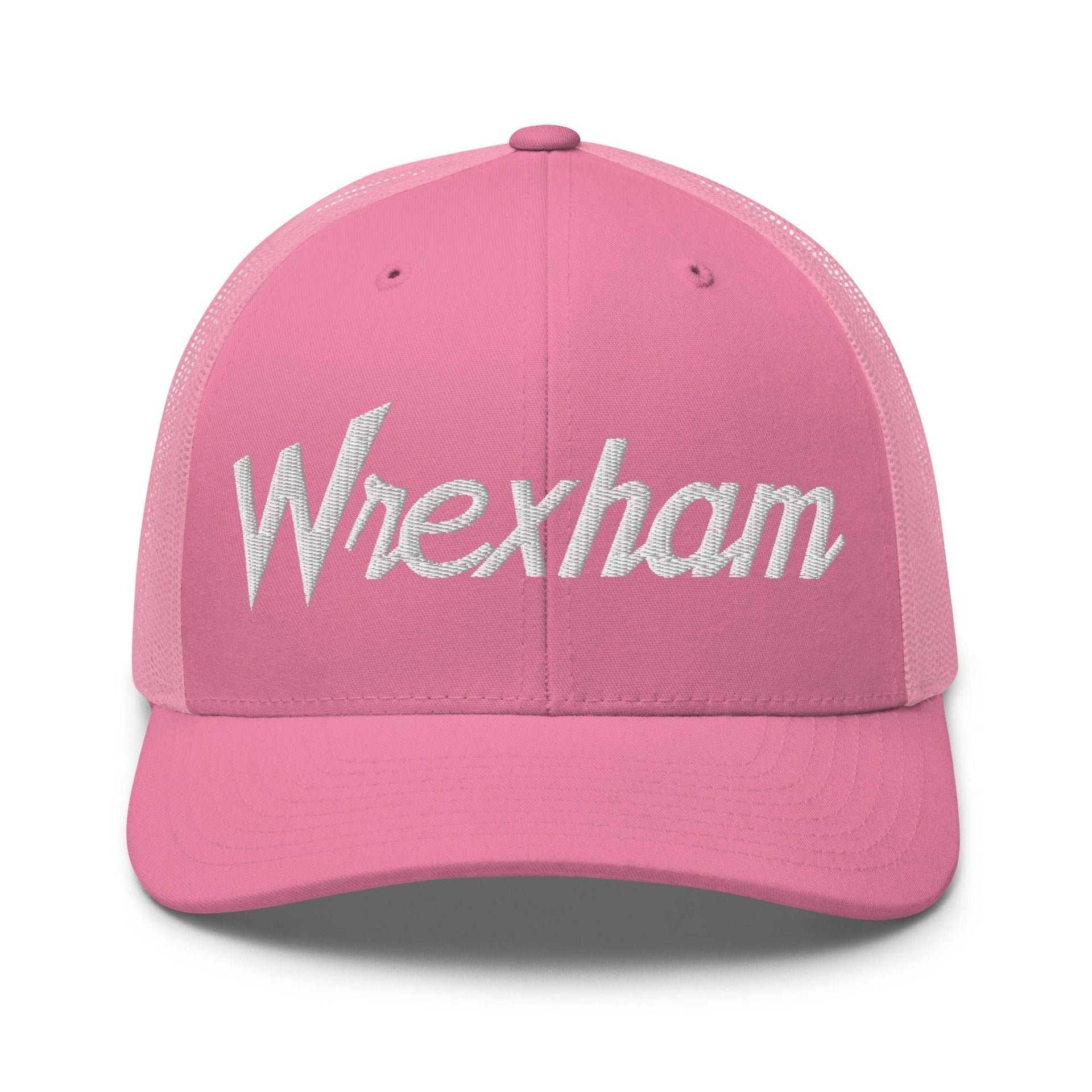 Wrexham Vintage Sports Script Retro Trucker Hat Pink Capital Crowns Funny Trucker Hats