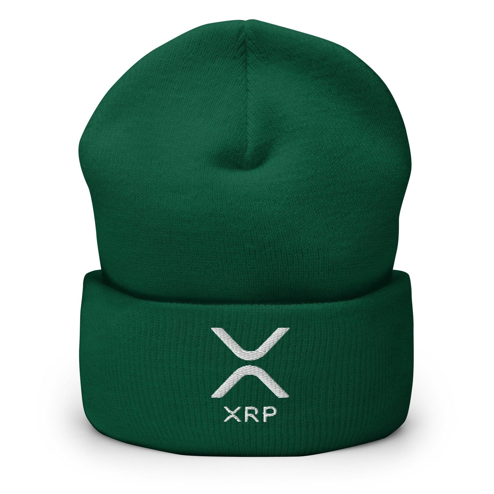 XRP Ripple Embroidered Knit Cuffed Beanie Spruce Beanies Capital Crowns Crypto