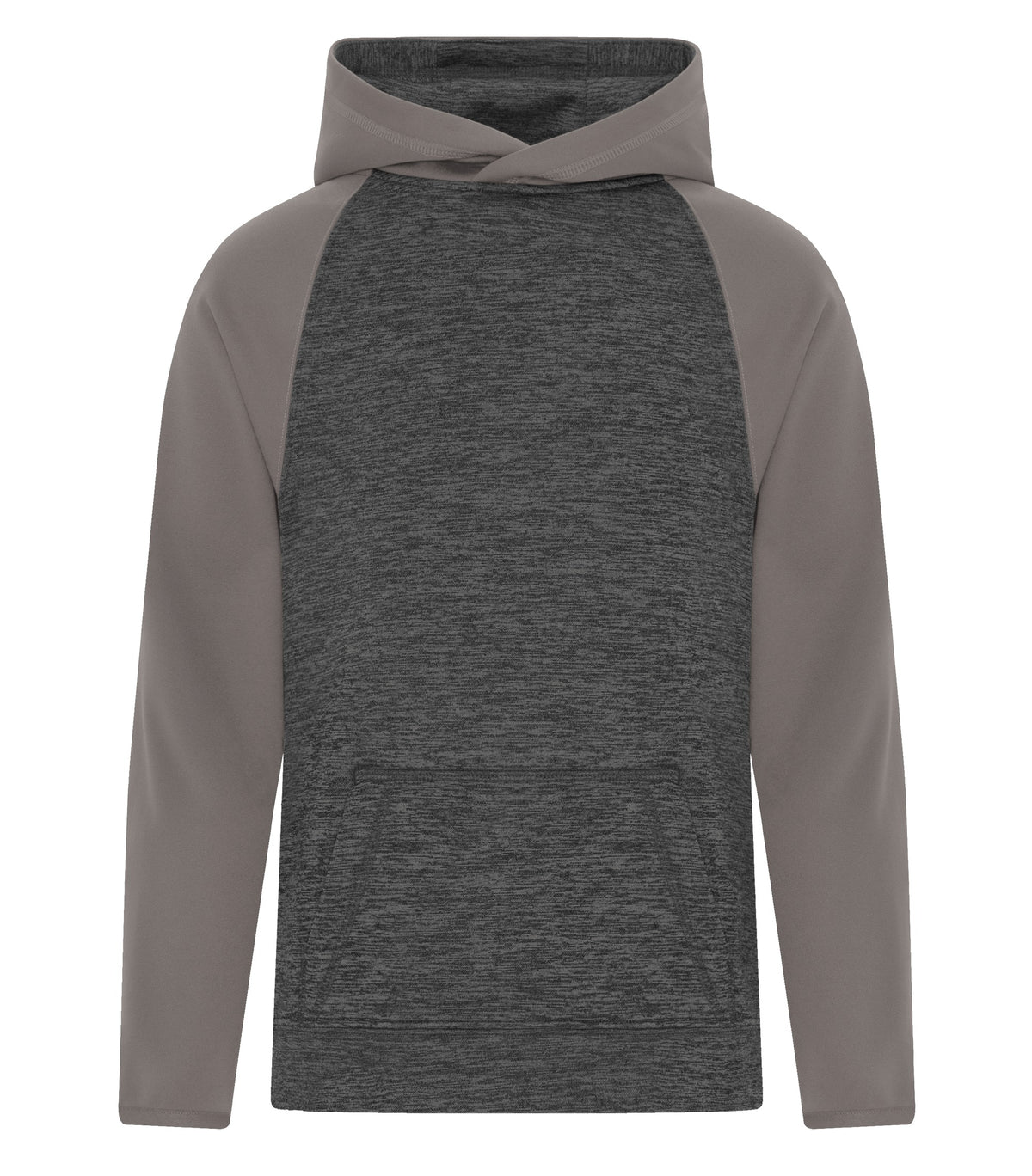 ATC Y2047, Dynamic Heather Fleece Two Tone Youth Hoodie, Charcoal Dynamic/Coal Grey