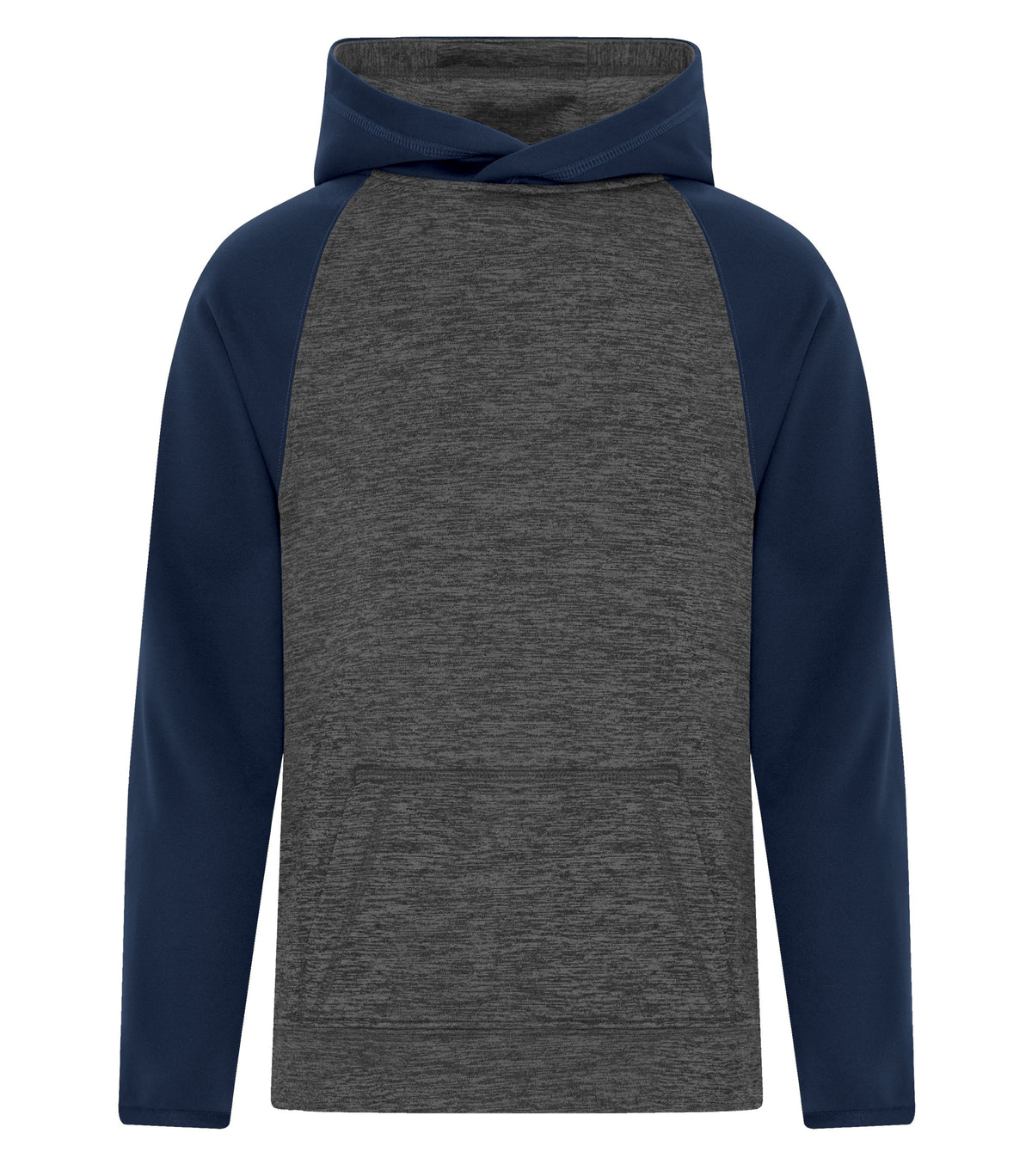 ATC Y2047, Dynamic Heather Fleece Two Tone Youth Hoodie, Charcoal Dynamic/True Navy