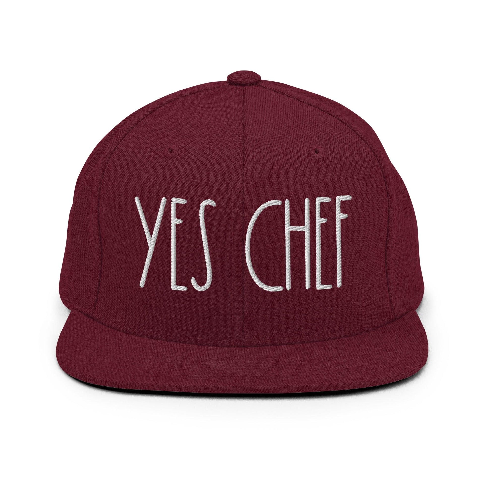 Yes Chef Bill Brim Snapback Hat Maroon Capital Crowns Funny Snapback Hats