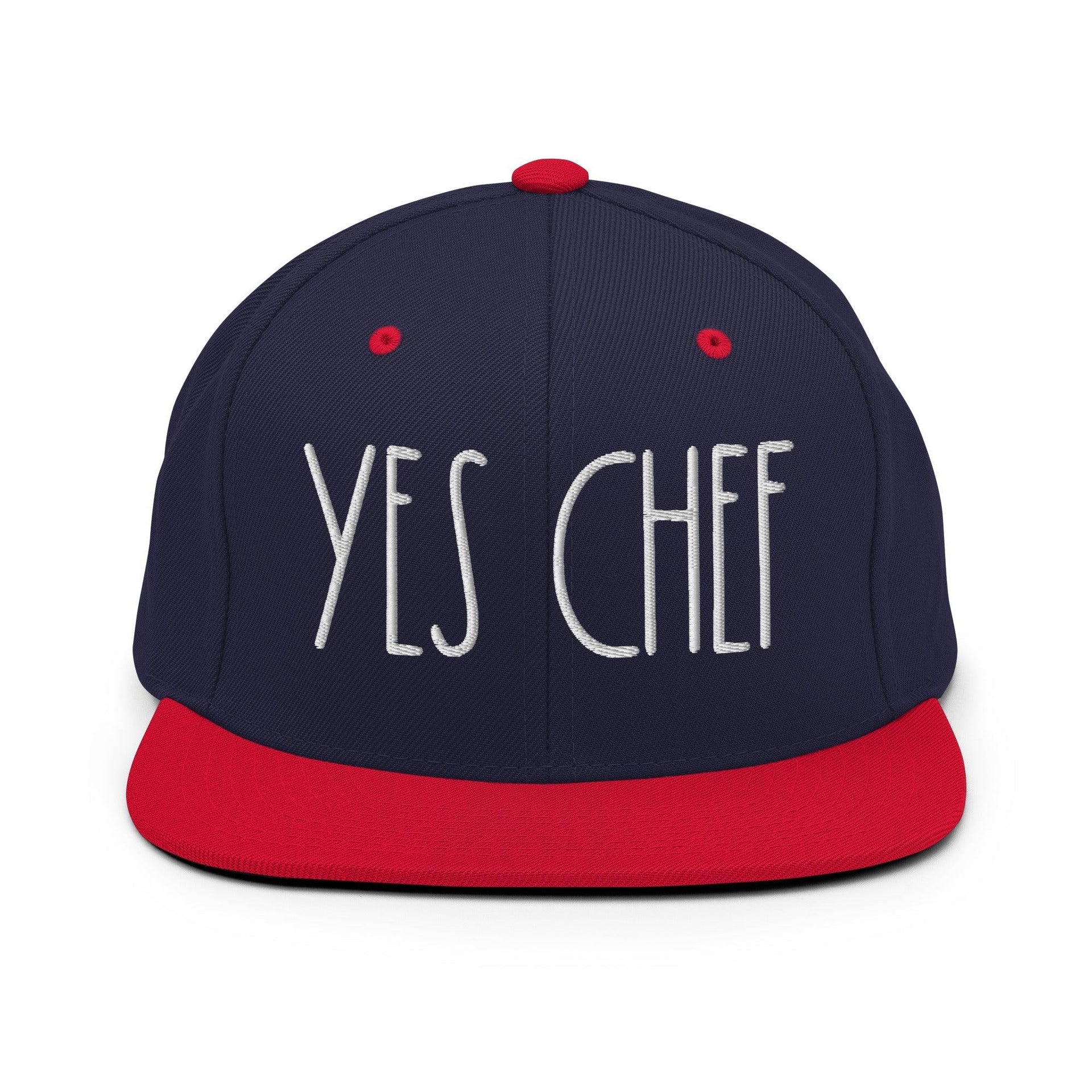 Yes Chef Bill Brim Snapback Hat Navy Red Capital Crowns Funny Snapback Hats