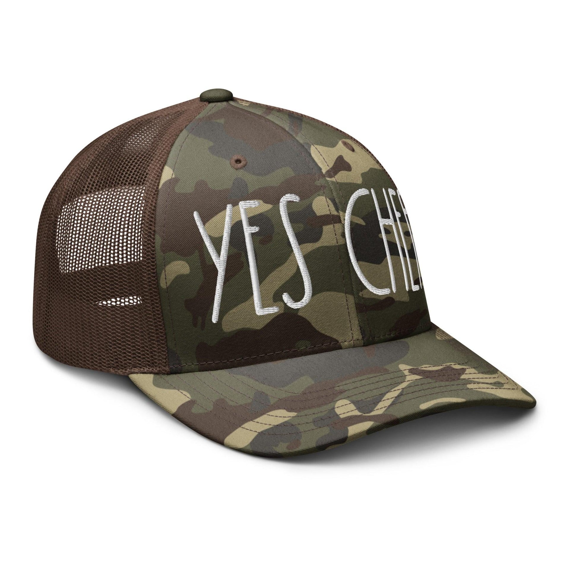Yes Chef Camo Trucker Hat Capital Crowns Funny Trucker Hats