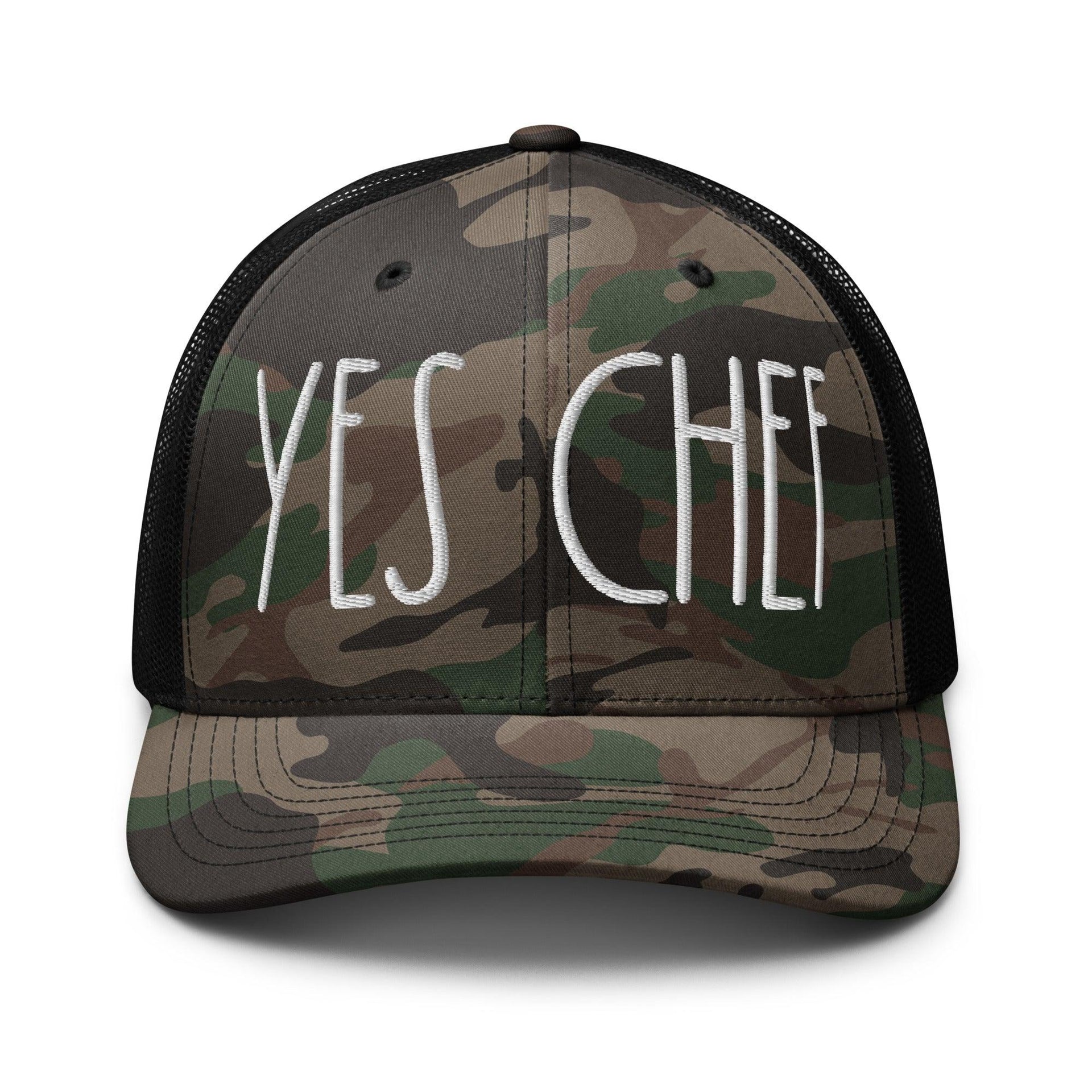 Yes Chef Camo Trucker Hat Camo Black Capital Crowns Funny Trucker Hats