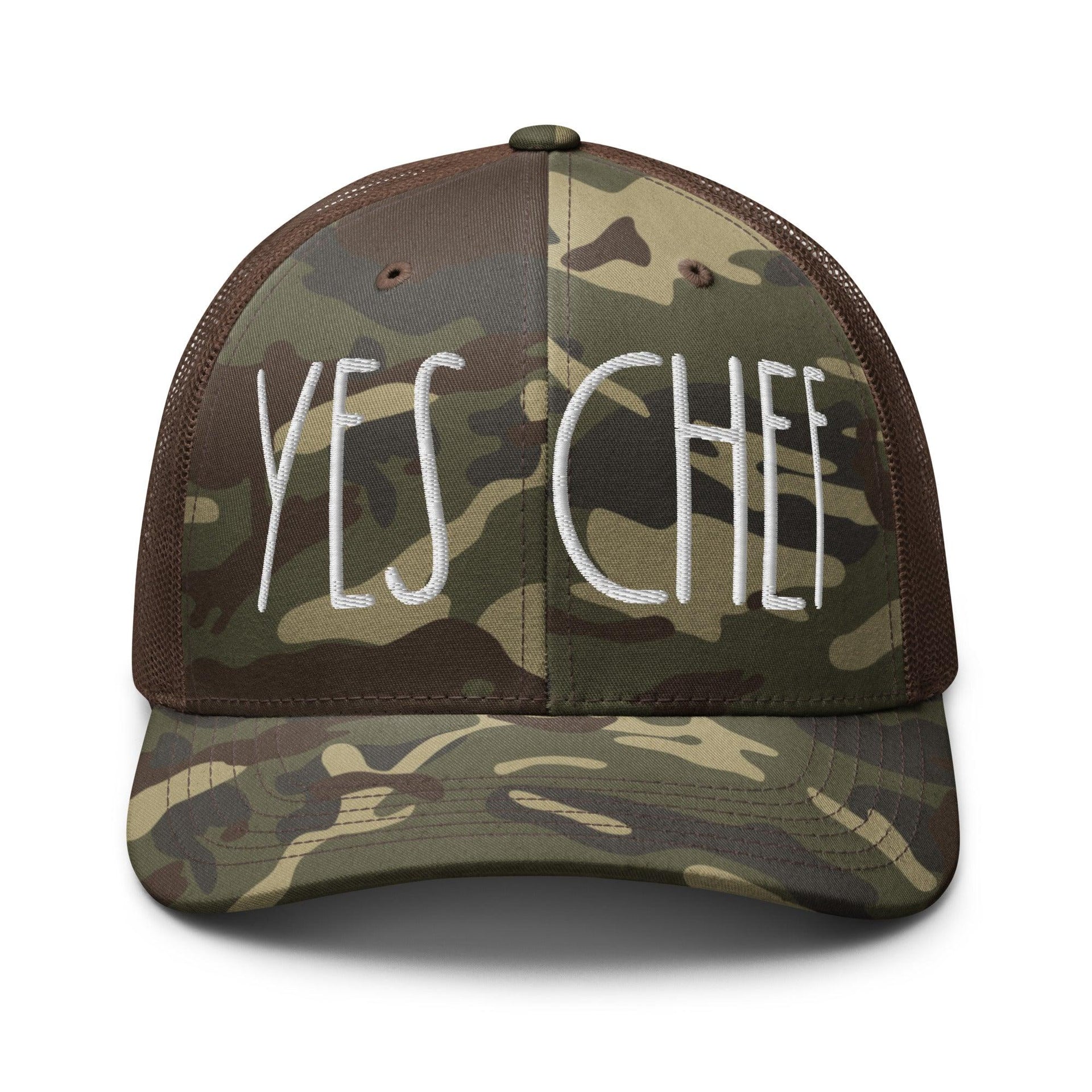 Yes Chef Camo Trucker Hat Camo Brown Capital Crowns Funny Trucker Hats