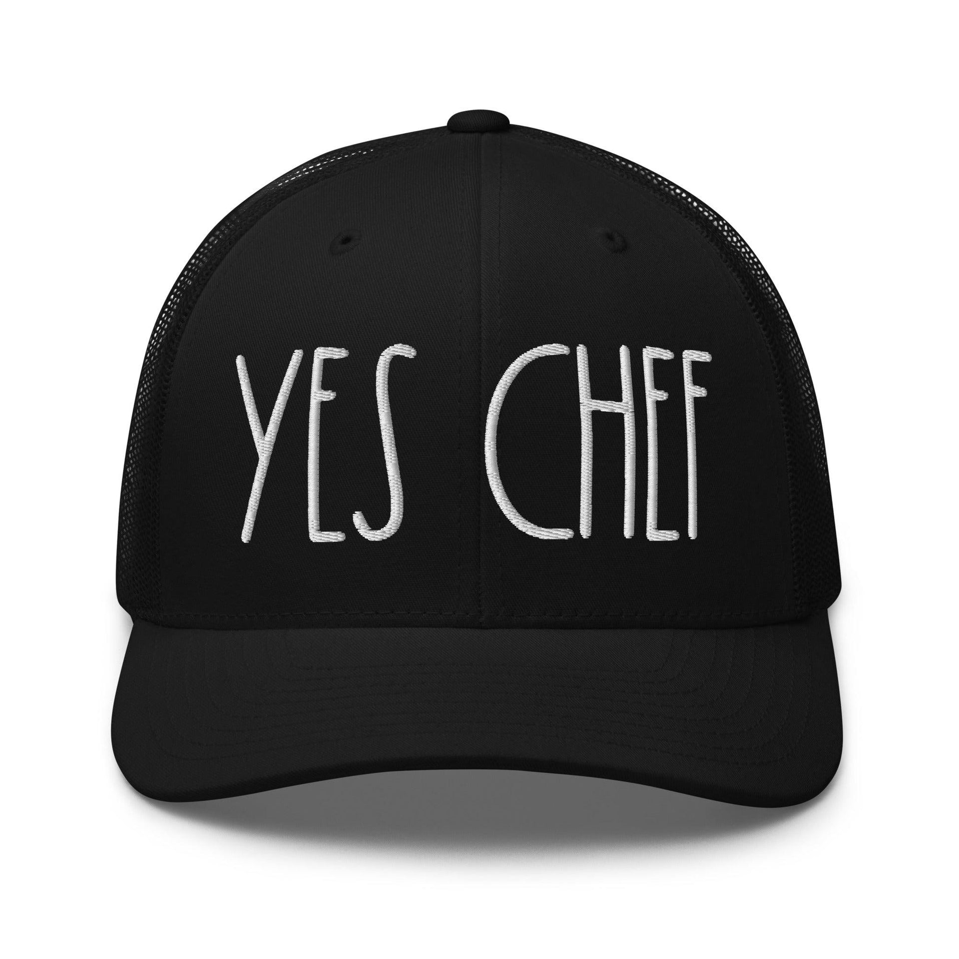 Yes Chef Retro Trucker Hat Black Capital Crowns Funny Trucker Hats