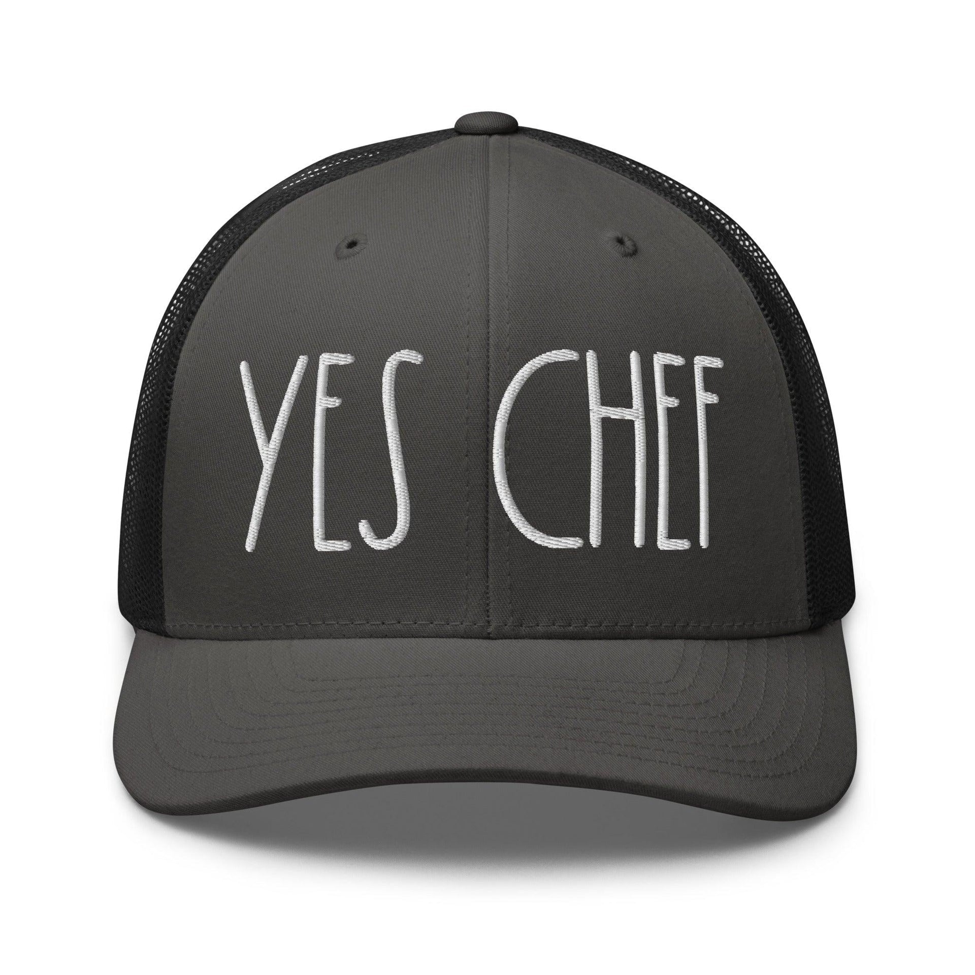 Yes Chef Retro Trucker Hat Charcoal Black Capital Crowns Funny Trucker Hats