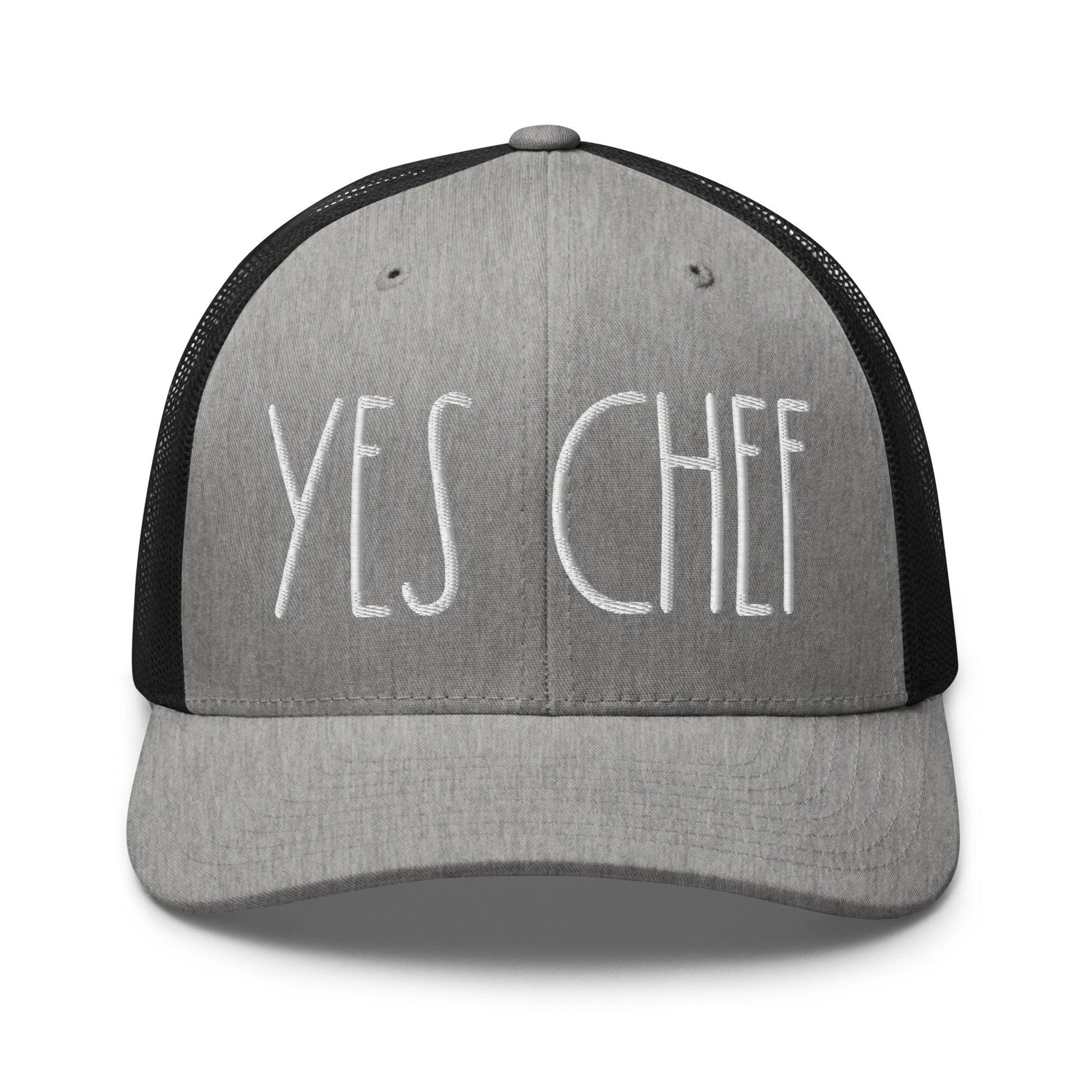 Yes Chef Retro Trucker Hat Heather Black Capital Crowns Funny Trucker Hats