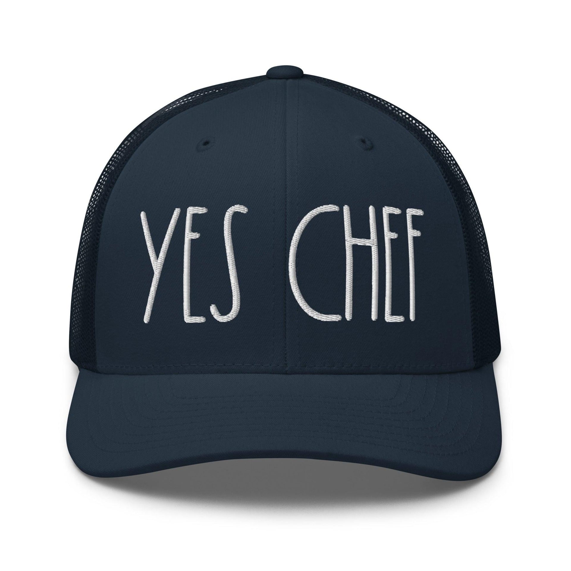 Yes Chef Retro Trucker Hat Navy Capital Crowns Funny Trucker Hats
