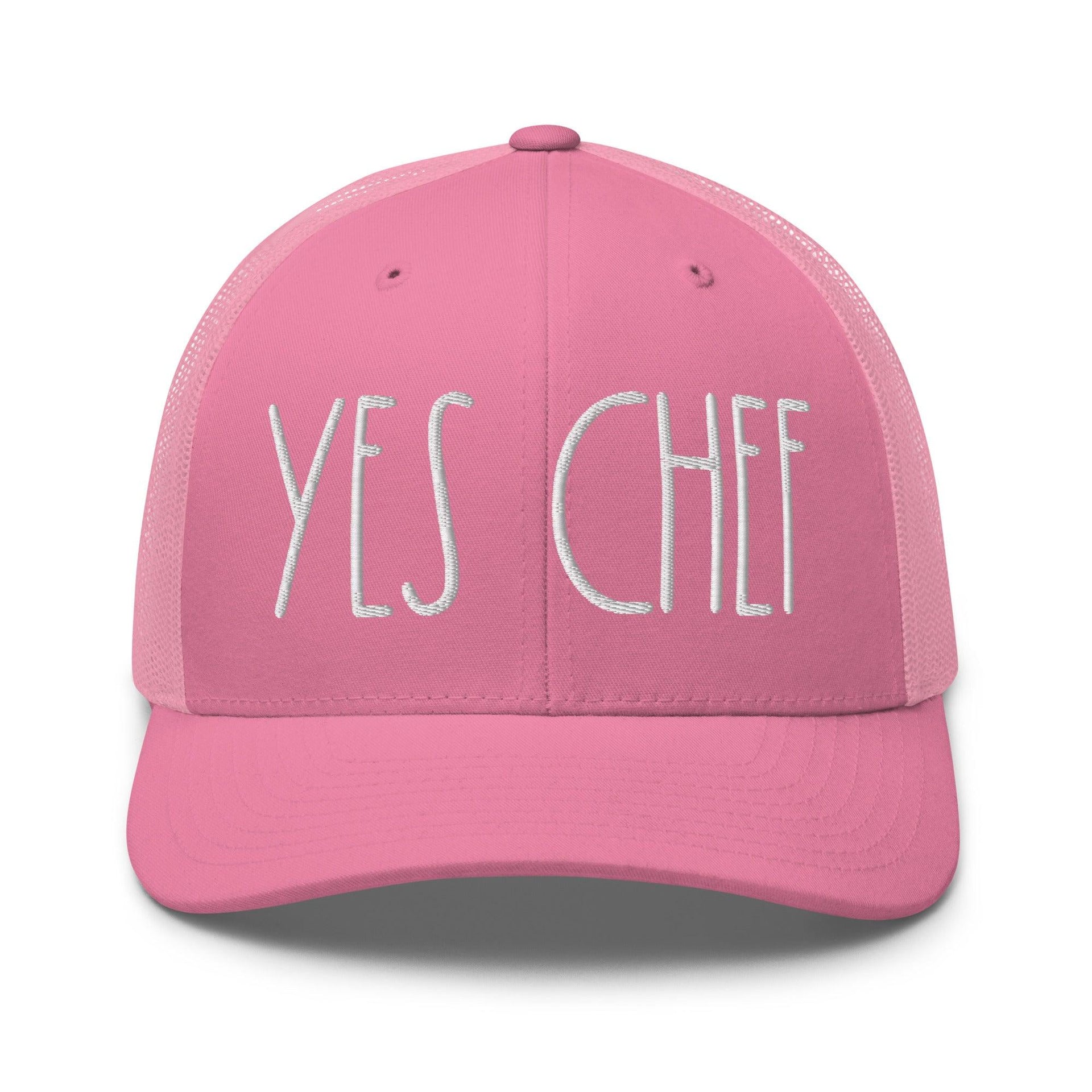 Yes Chef Retro Trucker Hat Pink Capital Crowns Funny Trucker Hats