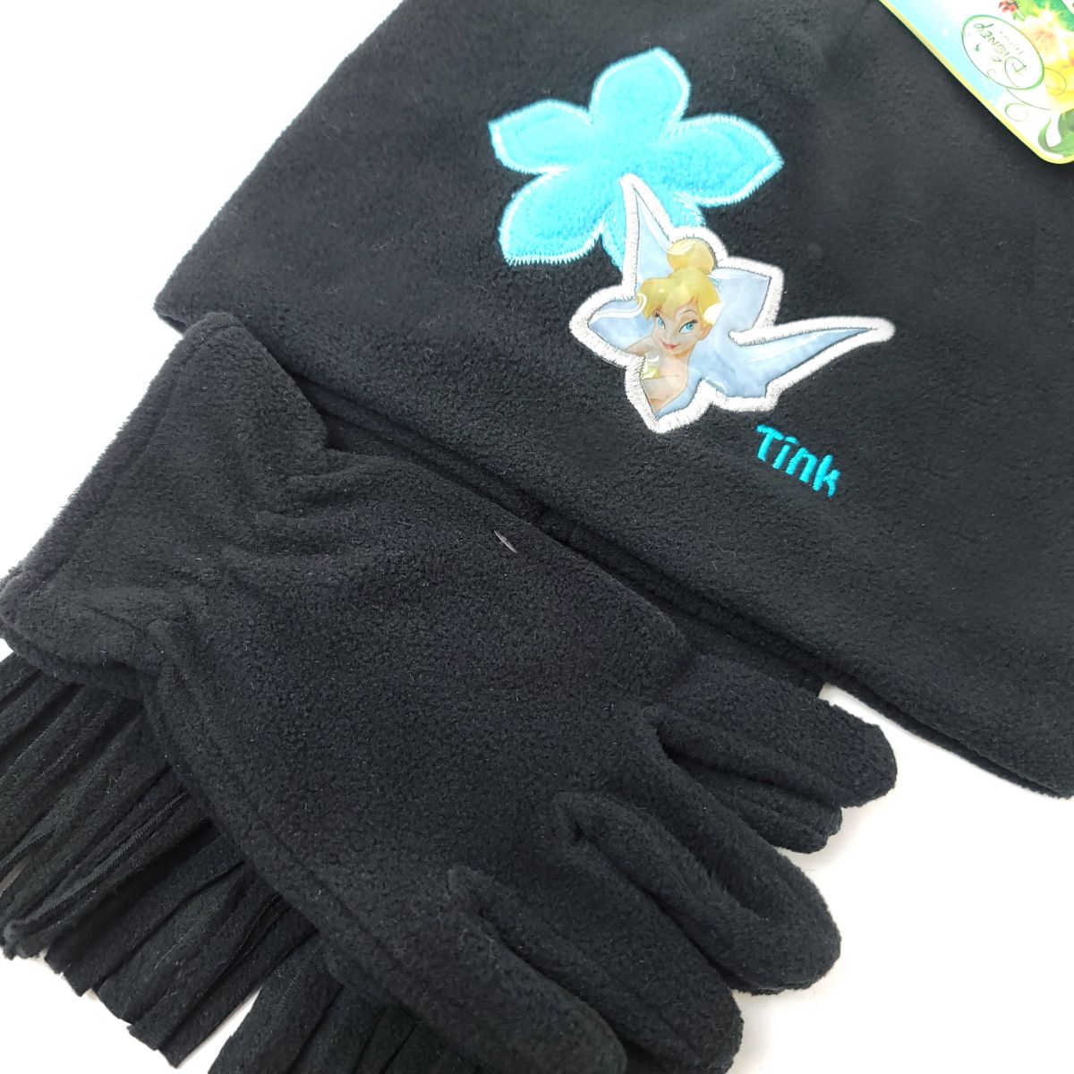 Youth - Tinkerbell 3 pieces set, Winter Hat, Mittens and scarf, Black Youths