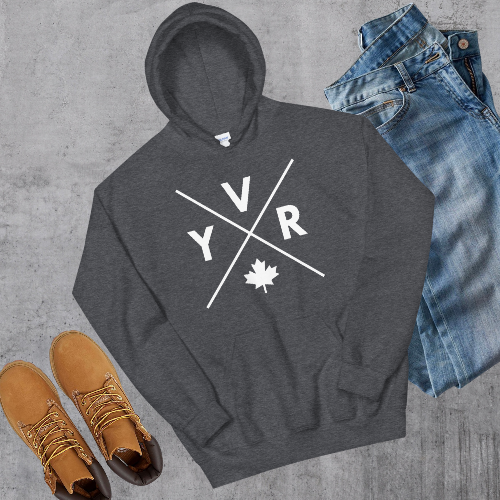 YVR 🍁 Hoodie Dark Heather Canadian City Apparel vancouver