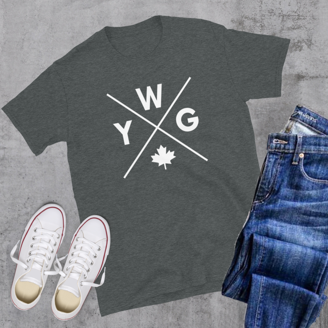 YWG 🍁 Tee Dark Heather Canadian City Apparel Manitoba