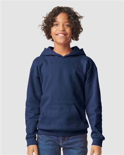 Softstyle® Youth Midweight Hooded Sweatshirt Navy Fleece