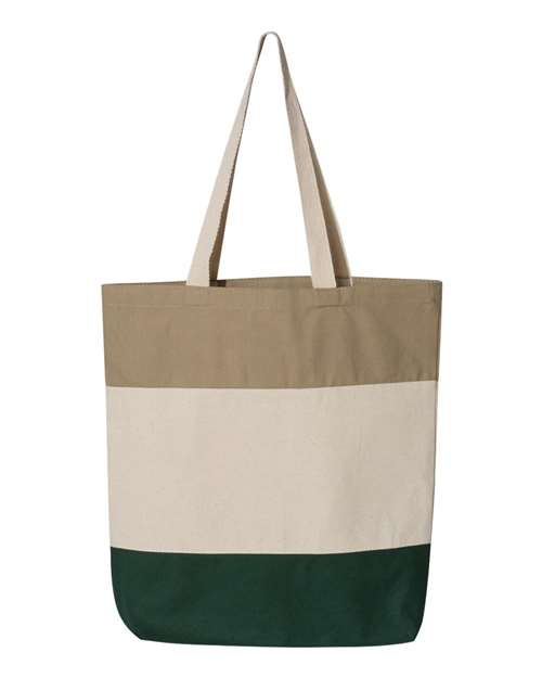 11L Tri - Color Tote - Forest/ Natural/ Khaki / One Size