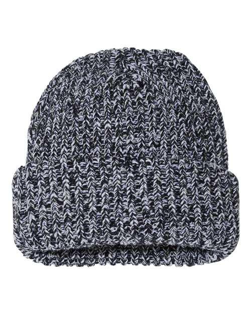 12’ Chunky Cuffed Beanie - Black/ Natural / One Size