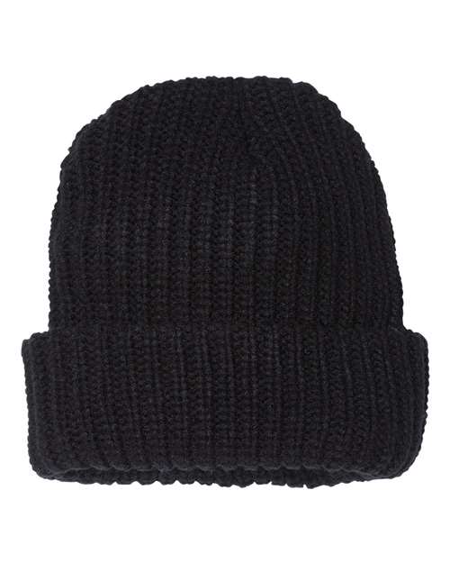 12" Chunky Cuffed Beanie Black One Size Headwear - Winter Sportsman