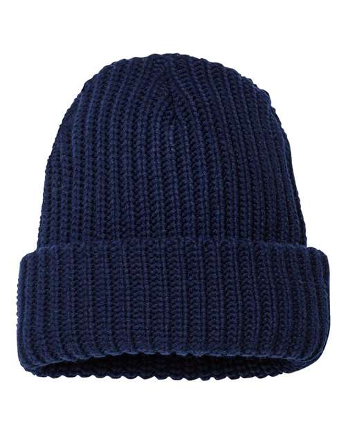 12" Chunky Cuffed Beanie Navy One Size Headwear - Winter Sportsman