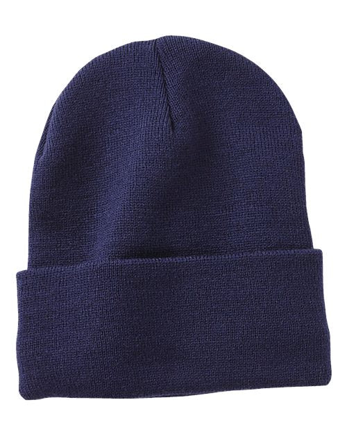 12’ Fleece Lined Cuffed Beanie - Navy / One Size