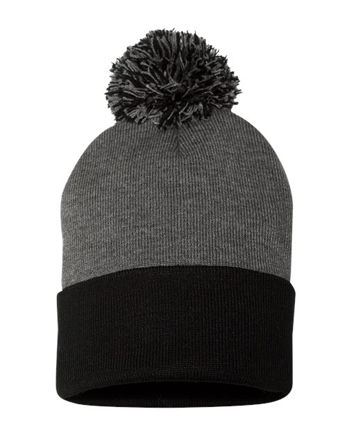 12" Pom-Pom Cuffed Beanie Headwear - Winter Sportsman