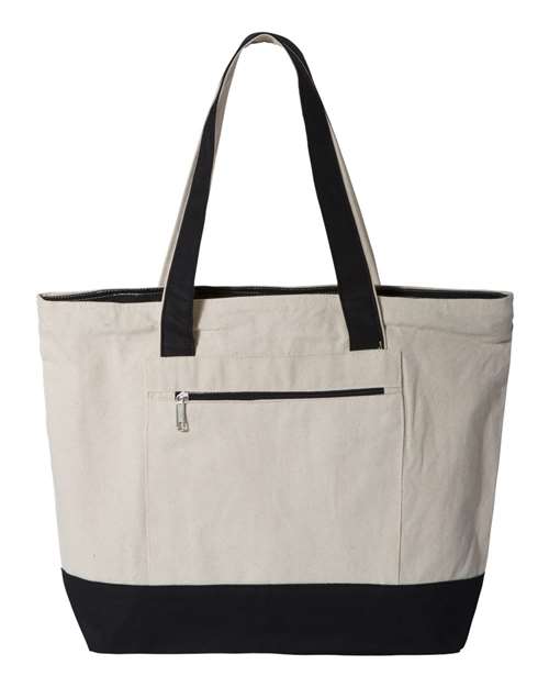 19L Zippered Tote - Natural/ Black / One Size