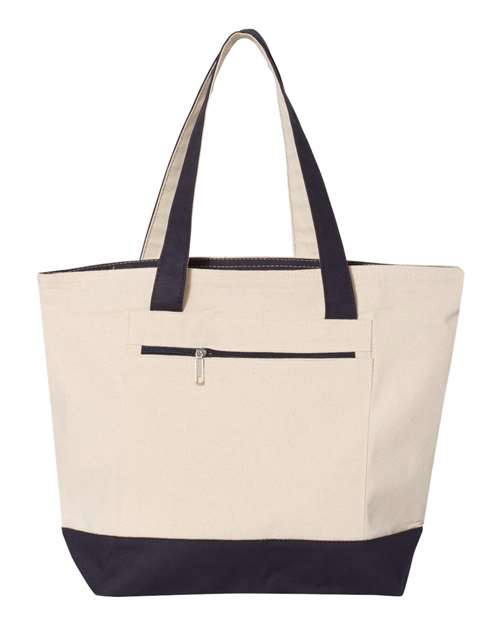 19L Zippered Tote - Natural/ Navy / One Size