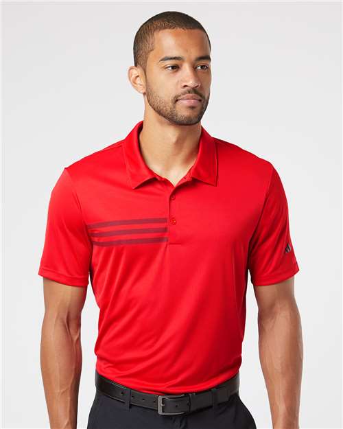 3 - Stripes Chest Polo - Collegiate Red/ Black / S