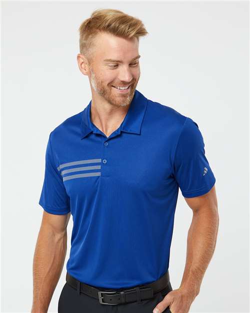 3 - Stripes Chest Polo - Collegiate Royal/ Grey Three / S