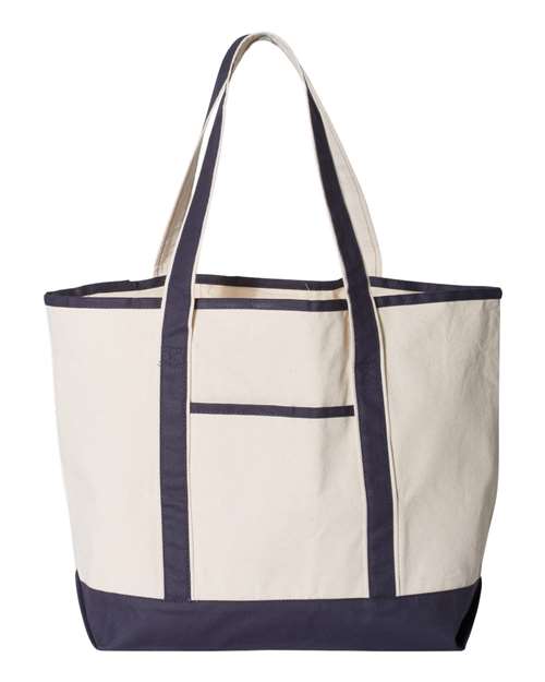34.6L Large Canvas Deluxe Tote - Natural/ Navy / One Size
