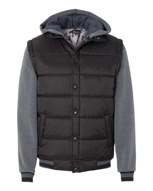 Nylon Vest with Fleece Sleeves Black Charcoal Fleece