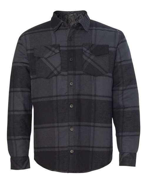 Quilted Flannel Shirt Jacket Black Plaid Outerwear