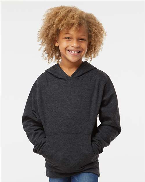 Youth Midweight Hooded Sweatshirt Charcoal Heather Fleece