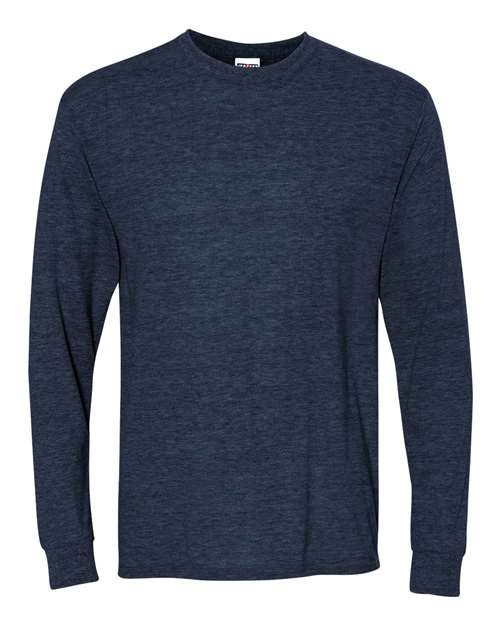 Dri-Power® Long Sleeve 50/50 T-Shirt - Vintage Heather Navy Vintage Heather Navy T-Shirts - Long Sleeve