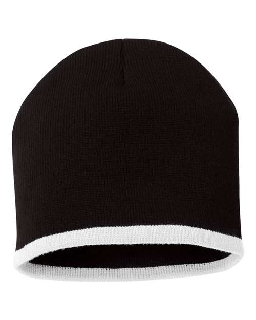 8’ Bottom - Striped Beanie - Black/ White / One Size