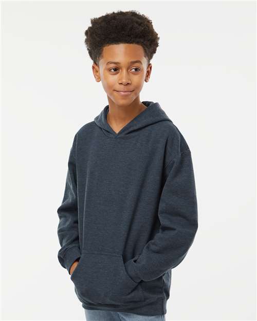 Youth Fleece Pullover Hoodie Heather Navy Fleece