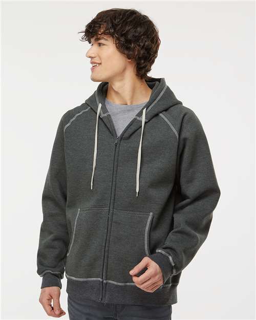 Extra Heavy Full-Zip Hooded Sweatshirt Charcoal Mix Fleece