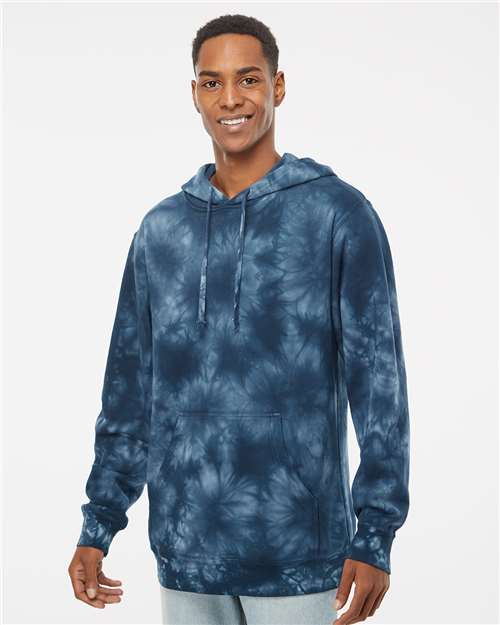 Midweight Tie-Dyed Hooded Sweatshirt Tie Dye Navy Fleece