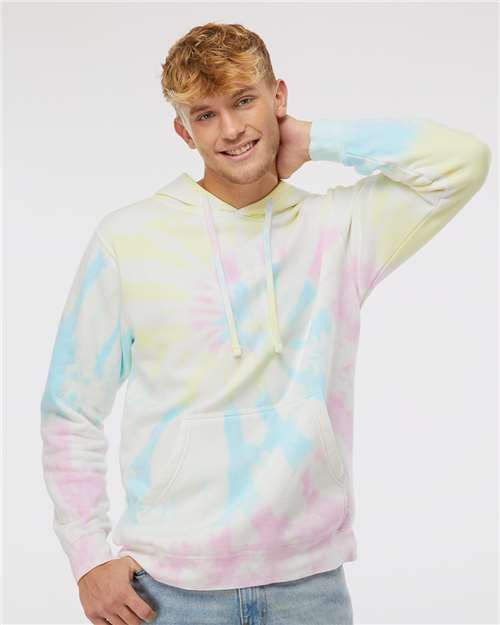 Midweight Tie-Dyed Hooded Sweatshirt Tie Dye Sunset Swirl Fleece