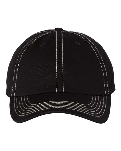 Adult Bio - Washed Classic Dad Hat - Black/ Stone Stitch