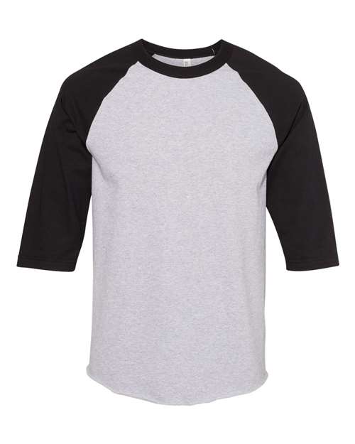 Classic Raglan Three-Quarter Sleeve T-Shirt Athletic Heather Black ALSTYLE T-Shirts - Long Sleeve