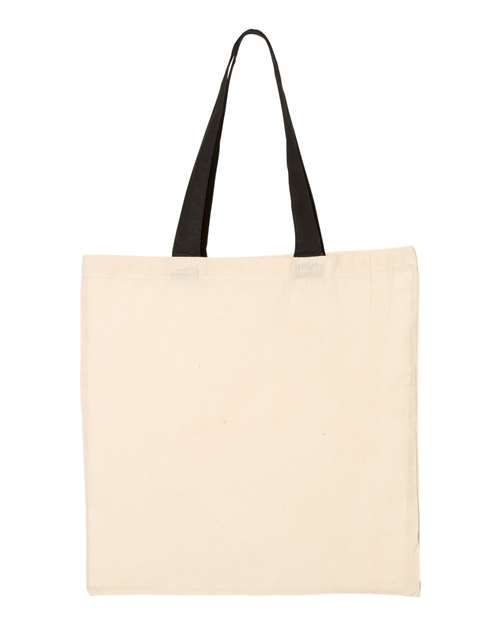 Economical Tote with Contrast - Color Handles - Natural/