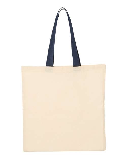 Economical Tote with Contrast - Color Handles - Natural/