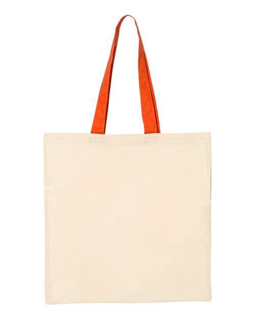 Economical Tote with Contrast - Color Handles - Natural/