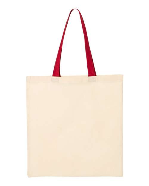 Economical Tote with Contrast - Color Handles - Natural/