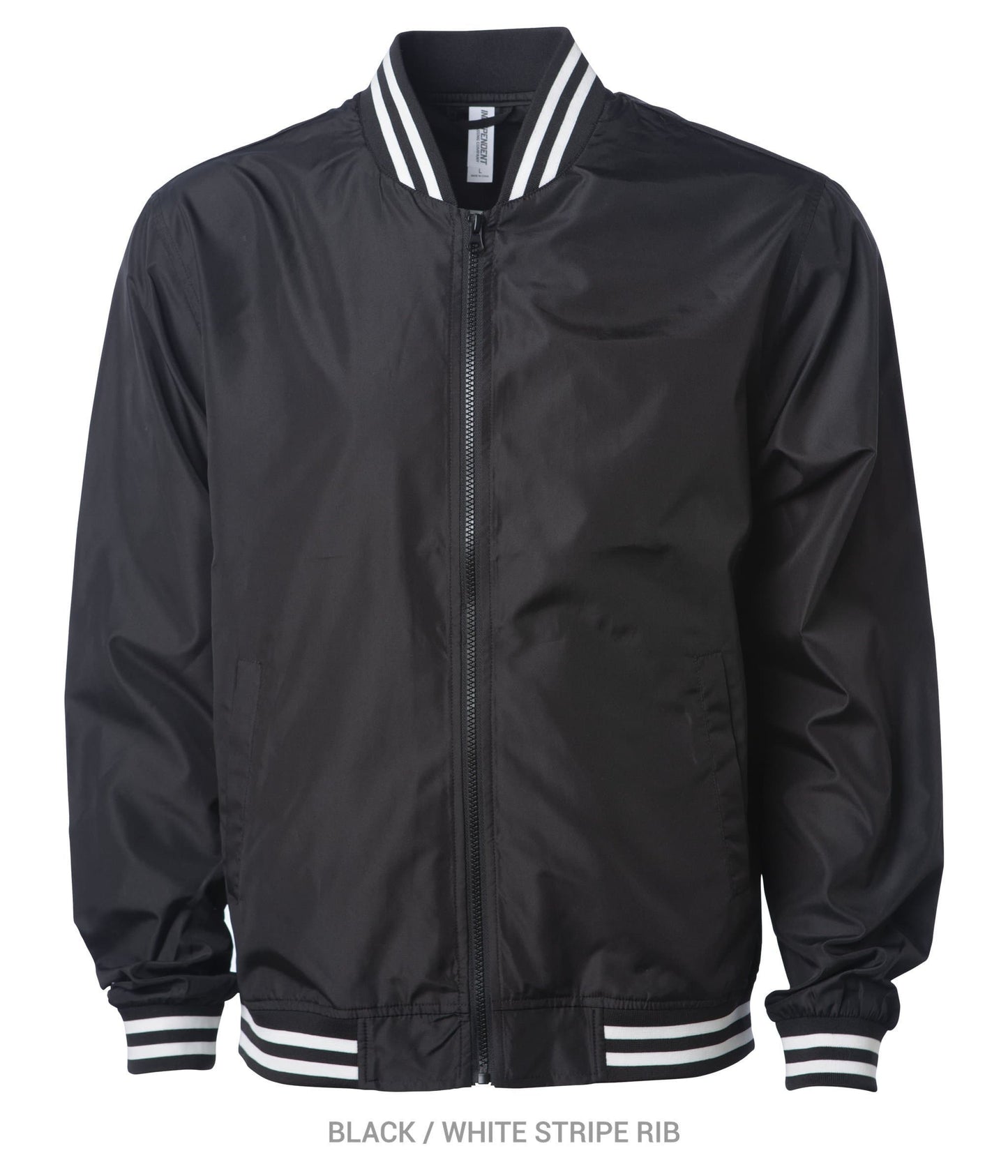 EXP52BMR Lightweight Bomber Jacket - Black White Stripe Rib