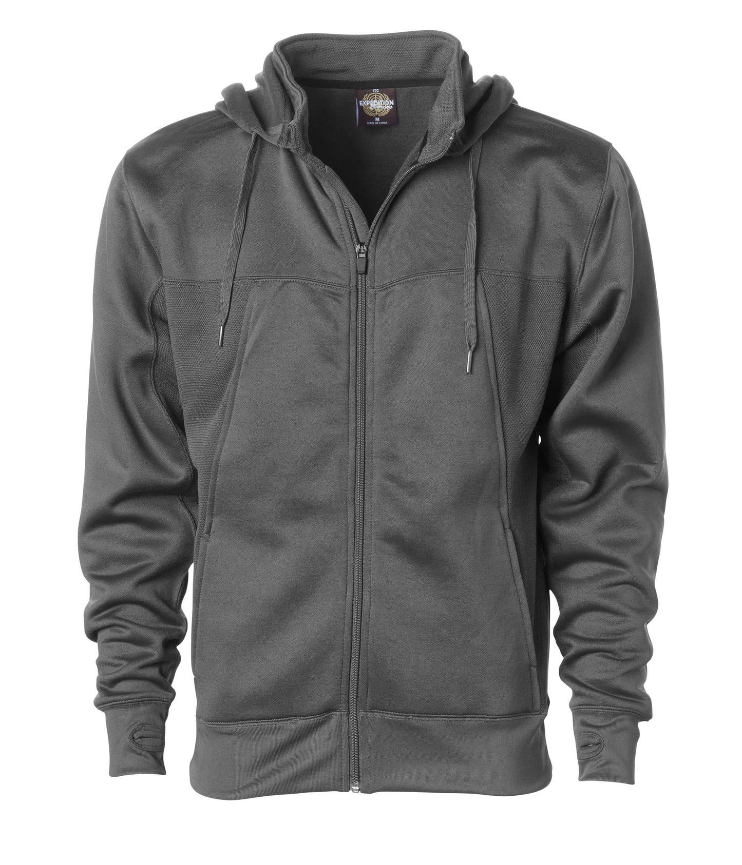 EXP80PTZ Poly-Tech Zip Hooded Sweatshirt Charcoal EXP EXP80 EXP80PTZ EXPEDITION fleece INDEPENDENT MEN mens OUTERWEAR PERFORMANCE WATER RESISTANT ZIPS