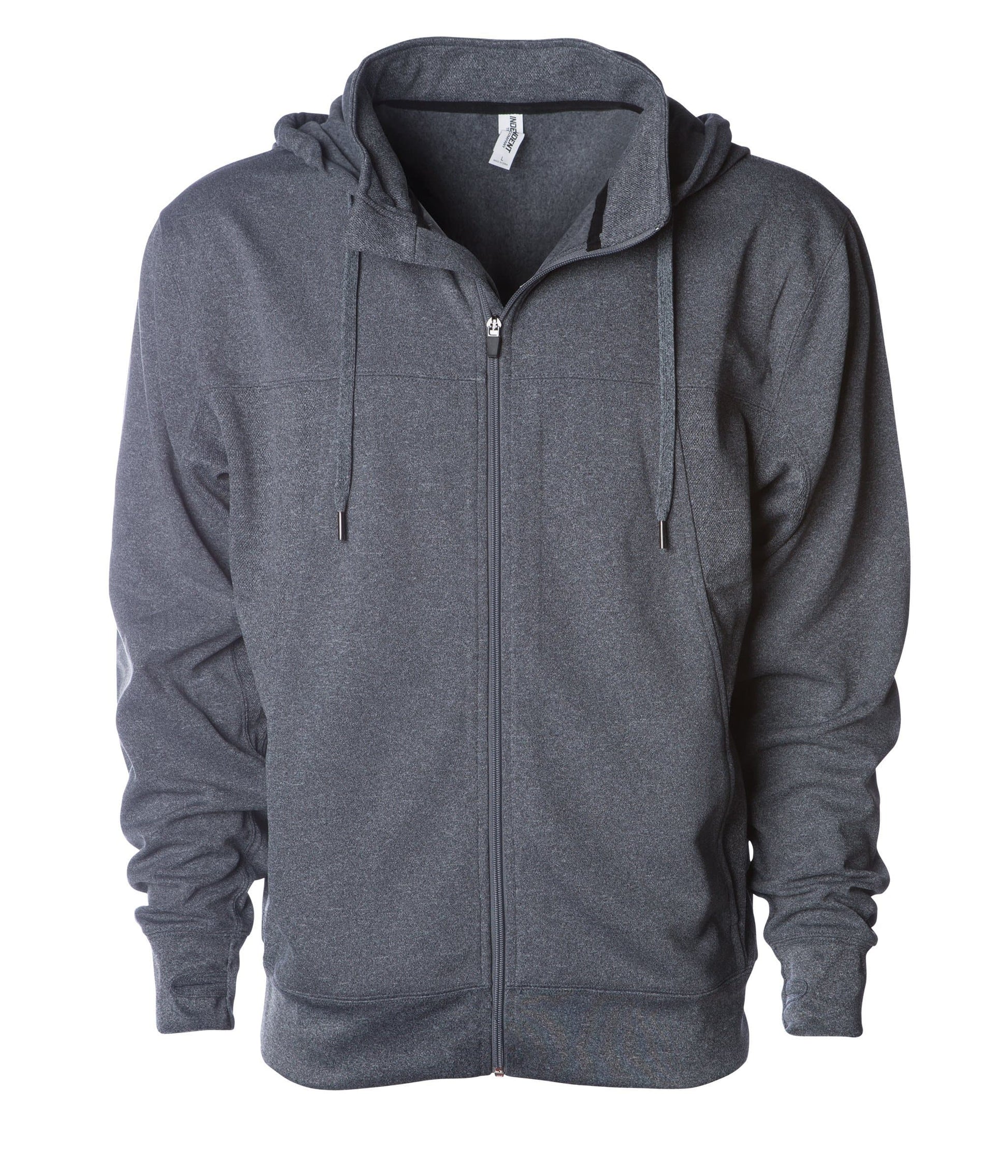 EXP80PTZ Poly-Tech Zip Hooded Sweatshirt Gunmetal Heather EXP EXP80 EXP80PTZ EXPEDITION fleece INDEPENDENT MEN mens OUTERWEAR PERFORMANCE WATER RESISTANT ZIPS