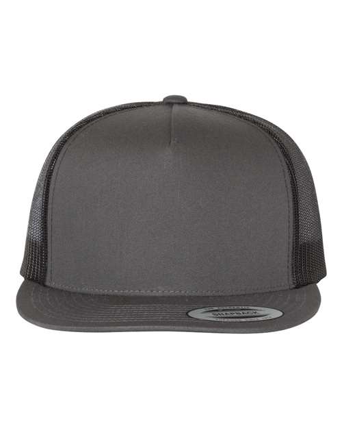 Five-Panel Classic Trucker Cap Charcoal Black Adjustable Headwear YP Classics