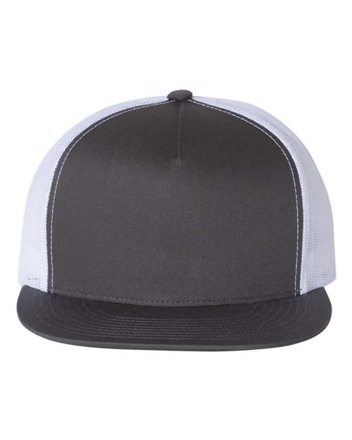 Five-Panel Classic Trucker Cap Charcoal White Adjustable Headwear YP Classics