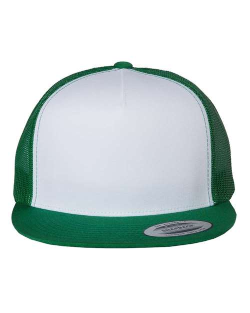 Five-Panel Classic Trucker Cap Kelly White Kelly Adjustable Headwear YP Classics